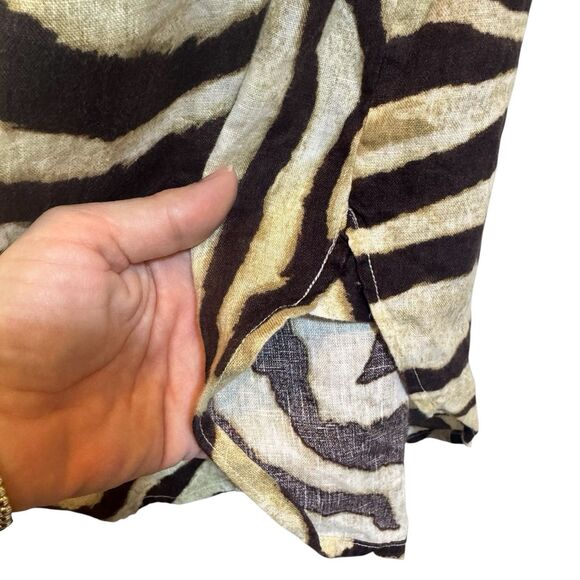 Lauren Ralph Lauren Linen Button Up Shirt Size S Zebra Print Long Sleeve Relaxed - Picture 6 of 11